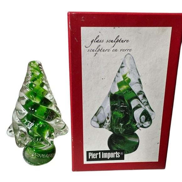 Pier 1 Imports Handcrafted Art Glass Sculpture Christmas Tree Holiday Decor - Picture 1 of 4